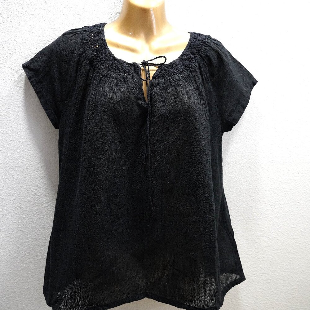 J. Jill Cotton gauze embroidered neck top size S